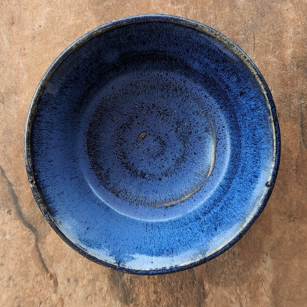 Handmade Studio Ceramics Pottery Hand Thrown Bowl Blue Black Glazed - Picture 3 of 5